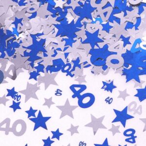 40th Birthday Blue and Silver Star Table Confetti