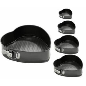 **5 Piece Set**: This set includes five different cake tins, allowing for versatility in baking and accommodating different needs or preferences in terms of cake size