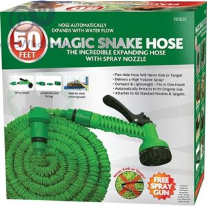 50-Foot Expandable Magic Snake Garden Hose with Spray Gun