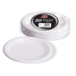 50-Pack of 10.25-Inch Premium Heavy-Duty Plastic Dinner Plates