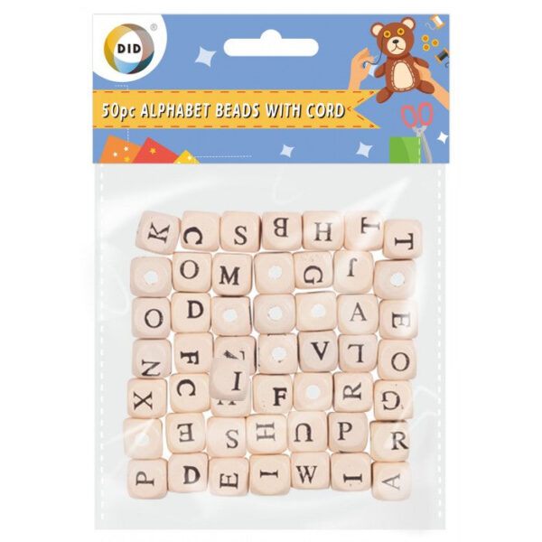 50-piece Alphabet Beads Set with Cord