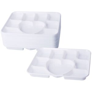 50-Piece Deluxe Heavy-Duty 9-Compartment Heart-Shaped Plastic Plates