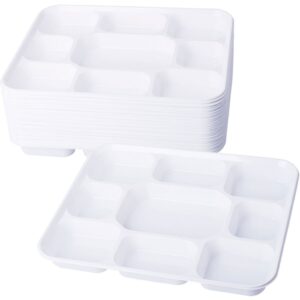 50-Piece Set of Heavy-Duty Square Plastic Dinner Plates with 9 Compartments