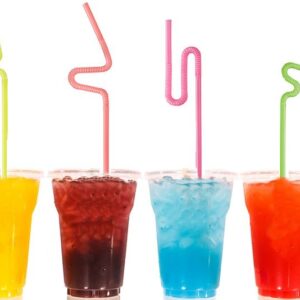 50 Vibrant Neon Colored Drinking Straws