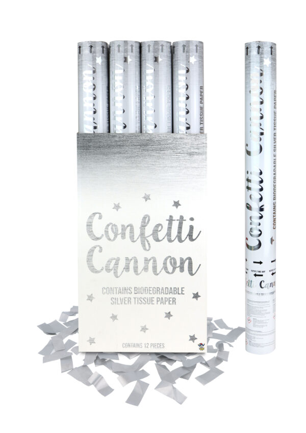 50CM SILVER CONFETTI SHOOTERS PARTY CANNON