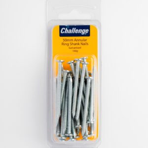 50MM Electro Galvanized Annular Ring Shank Nails – 100g by CHALLENGE