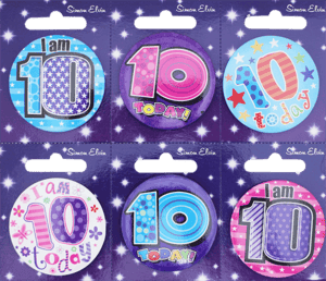 55mm Assorted Designs Badge for Age 10