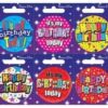 55mm Assorted Designs Birthday Celebration Badge