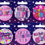 55mm Assorted Designs Birthday Girl Pin