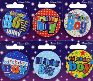 55mm Birthday Boy Badge with Various Designs