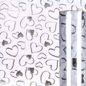 5M White Decorative Fabric Featuring Silver Hearts