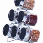 6-Piece Glass Spice Rack with Metal Stand by Highlands