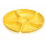 6-Section Snack Dish Serving Tray with Dip Bowl for BBQ Parties