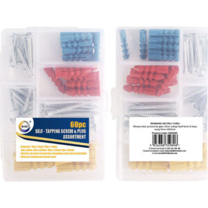 60-Piece Assortment of Self-Tapping Screws and Plugs