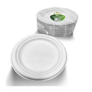 7-Inch Biodegradable Plates Made from Bagasse, Pack of 50