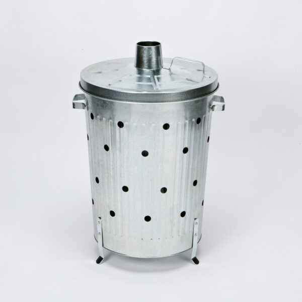 75-Liter Galvanized Garden Incinerator Bin for Burning Leaves