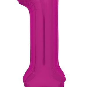 76 cm Hot Pink Giant Standing Foil Number 1 Balloon by Unique Party