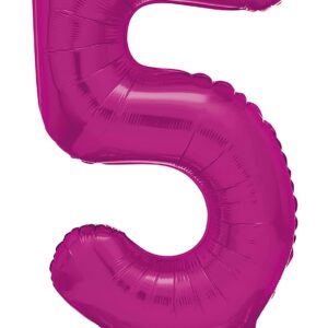 76 CM Hot Pink Giant Standing Foil Number 5 Balloon by Unique Party