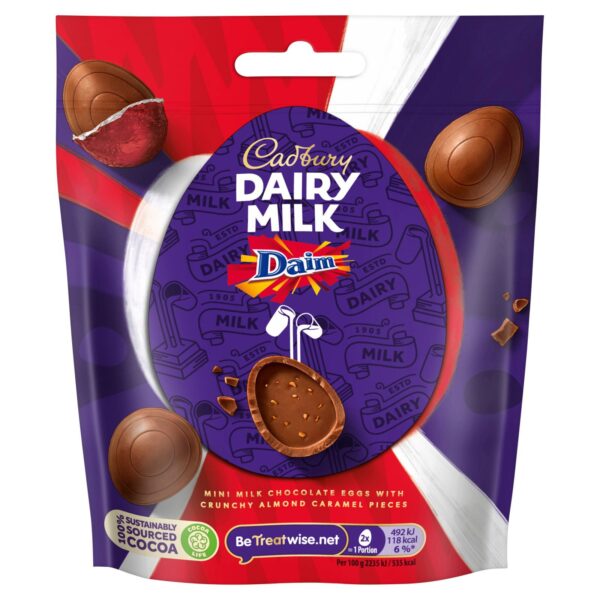 77g Bag of Cadbury Dairy Milk Daim Mini Easter Eggs