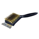 8-Inch BBQ Brass Bristle Brush with Metal Scraper