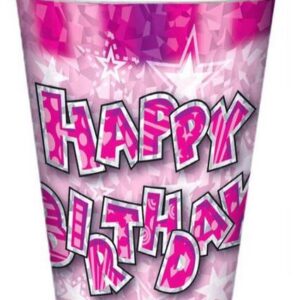 8-Pack Pink Happy Birthday Cups