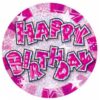 8-Pack Pink Happy Birthday Plates