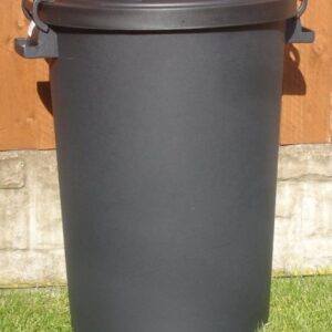 85L Heavy-Duty Black Plastic Trash Bin with Metal Clip