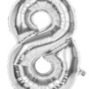 86cm Number 8 Silver Foil Balloon Hanging Pack