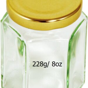 8oz Hexagonal Jar with Gold Screw Lid (228g)