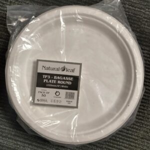 9-inch (23 cm) Biodegradable Plates Made from Natural Leaf Bagasse - Pack of 50