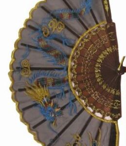 9-Inch Chinese Paper Fan with Colorful Box