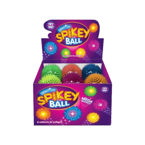 95mm Spikey Light-Up Bouncing Ball with Squeaker, Various Designs CDU