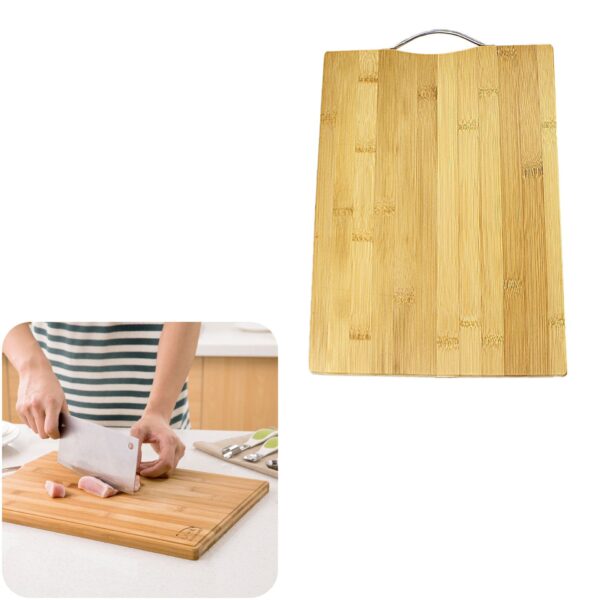 A bamboo wooden chopping board measuring 28 x 38 cm is a kitchen tool used for cutting, slicing, and dicing food items. The dimensions indicate a medium-sized board, offering...