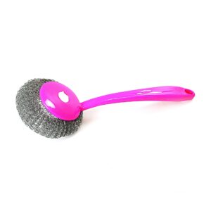 A Kitchen Mesh Scourer Brush with Handle, 25 cm in length, is a cleaning tool designed for scrubbing pots, pans, and other kitchen surfaces. The product code "2756 A" likely...