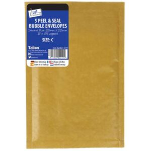 A pack of bubble envelopes in Size C, measuring 150mm x 215mm, typically contains five envelopes. These envelopes are designed to provide protective padding for small items...