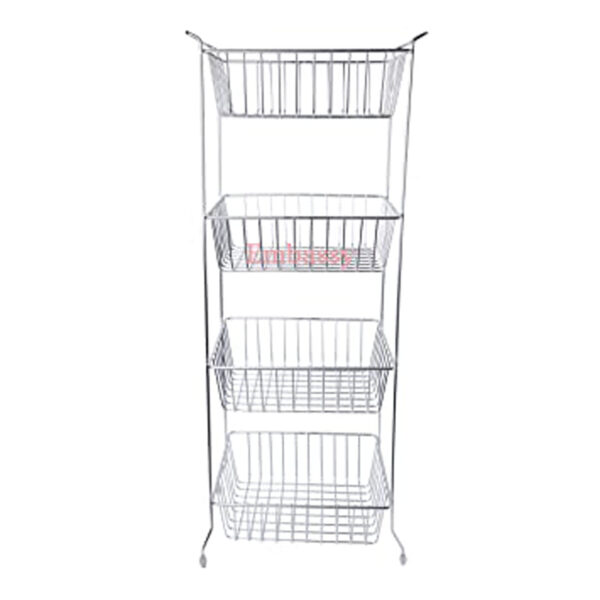 A rectangular vegetable rack with 4 tiers is a storage unit typically used in kitchens or pantries to organize and display vegetables, fruits, or other items. It usually...