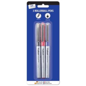 A "Roller Ball Pens 3 Pack" typically refers to a set of three rollerball pens. Rollerball pens use water-based or gel-based ink, which allows for smoother and more fluid...