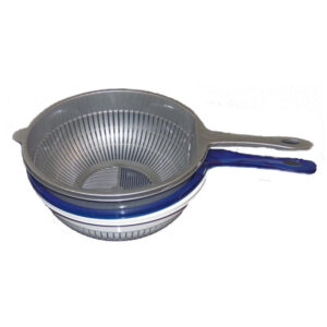 A THL strainer with a handle is a kitchen tool typically used for sifting, draining, or straining food items. The handle provides a firm grip for ease of use, allowing you to...