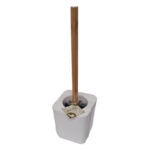 A toilet brush set with a bamboo handle and a white design typically consists of a toilet brush and a holder or stand. The bamboo handle provides a natural and eco-friendly...