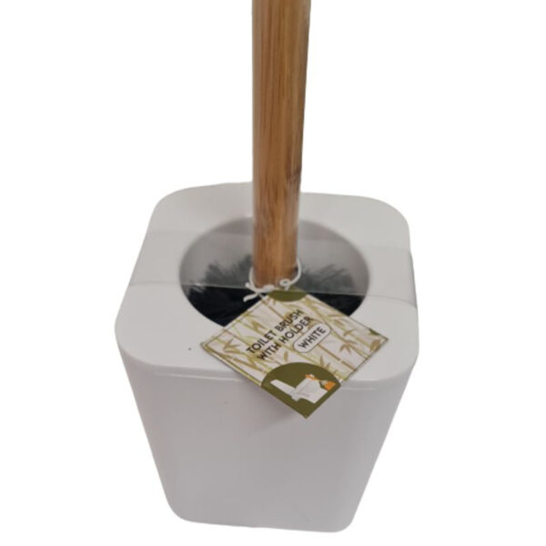 A toilet brush set with a bamboo handle and a white design typically consists of a toilet brush and a holder or stand. The bamboo handle provides a natural and eco-friendly...