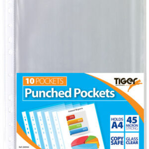 A4 Pack of 10 Punched Pockets