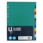 A4 Polypropylene Index Dividers with Tabs - Numbered 1 to 12 in Assorted Colors