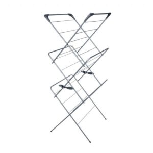 ADDIS 3-Tier Stainless Steel Clothes Airer with Grey Hooks