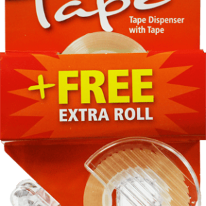 Adhesive Tape with Dispenser 19mm x 33m Plus 1 Complimentary Roll