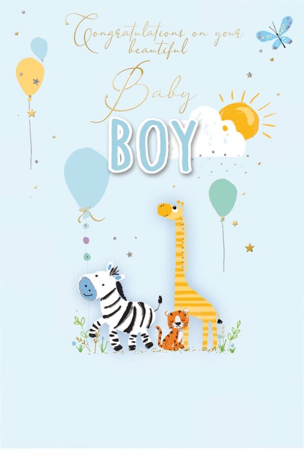 Adorable Animals Baby Boy Card