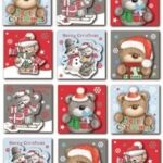 Adorable Bear Handmade Self-Adhesive Christmas Gift Tags, Pack of 24