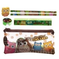 Adorable Owl Cartoon Pencil Case with Eraser