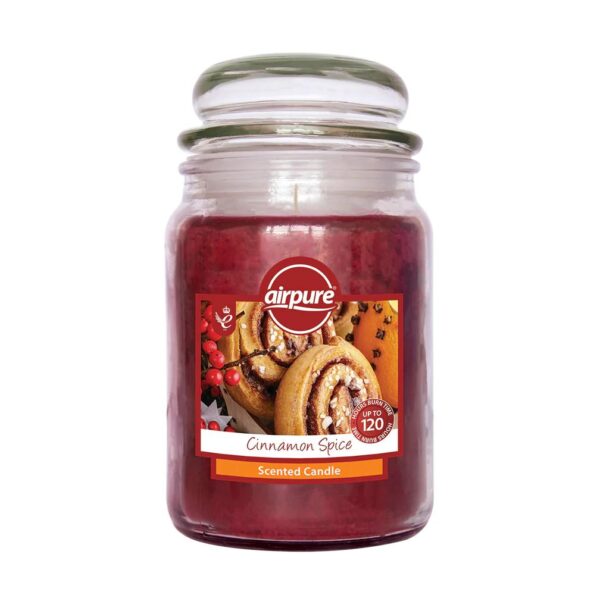 AIRPURE 510G Cinnamon Spice Scented Jar Candle with Up to 120 Hours of Burn Time