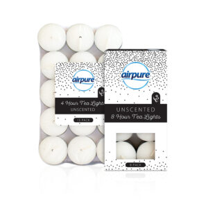 AIRPURE 8-Pack Unscented Tea Light Candles with 8-Hour Burn Time