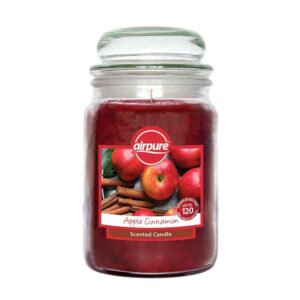 AIRPURE Apple Cinnamon Fragrance Jar Candle 510g, Lasts Up to 120 Hours